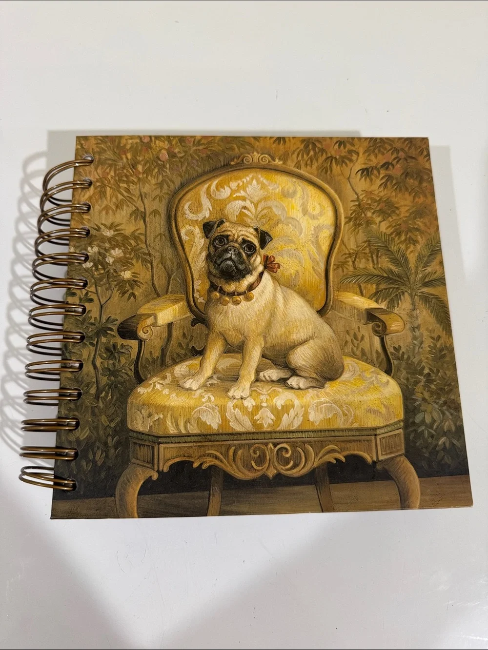 Gold Pug Spiral Notebook — Decorative Journal